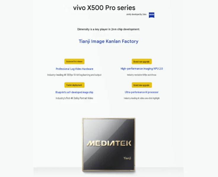 Vivo X500 Pro serisi 2 nm Dimensity çipini kullanan ilk telefon olacak
