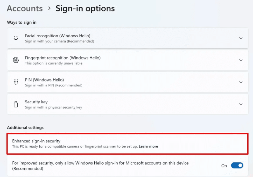Windows Hello mu, Gelişmiş Oturum Açma Güvenliği mi? Windows 11'de hangisi daha güvenli?
