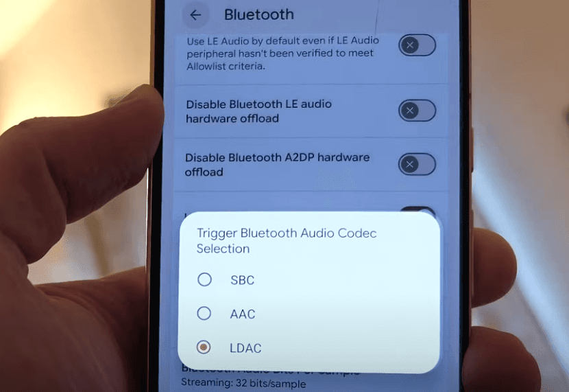 Android’de Bluetooth ses kodeği Geliştirici’de