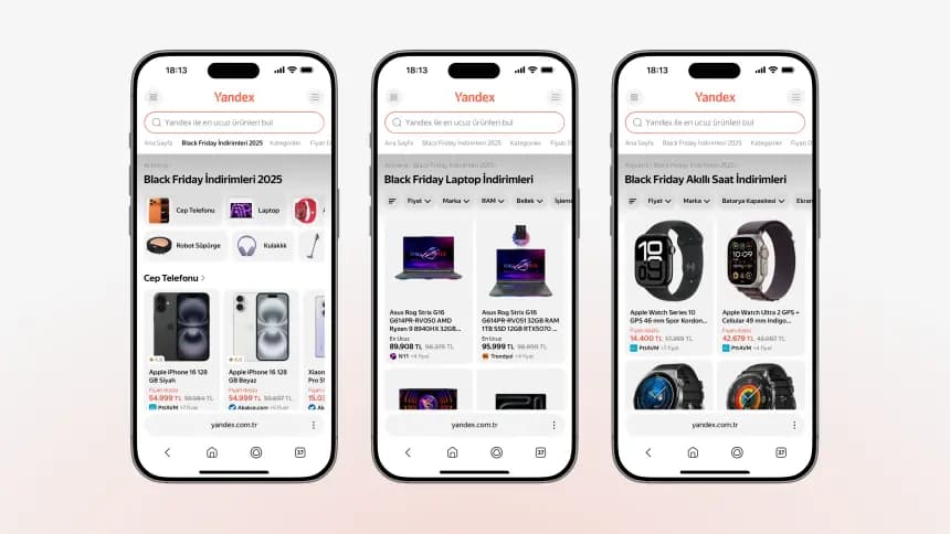 Yandex Arama'daki yapay zekâ güncellemeleri Black Friday ve diğer günler için en iyi fırsatları sunuyor