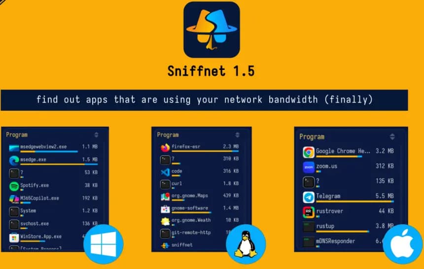 Sniffnet, bilgisayarımın arka planda düşündüğümden çok daha fazla sunucuyla konuştuğunu gösterdi
