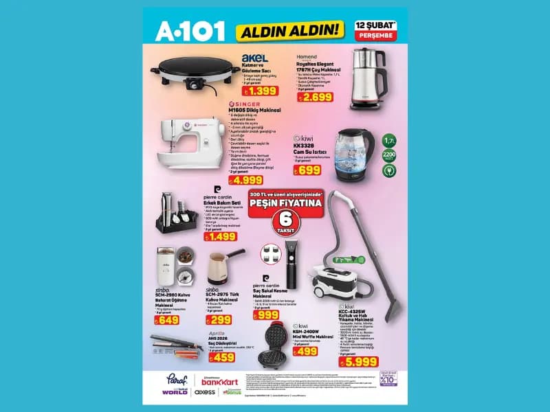 A101 marketler gözleme sacı ve koltuk ve halı yıkama makinesi satacak