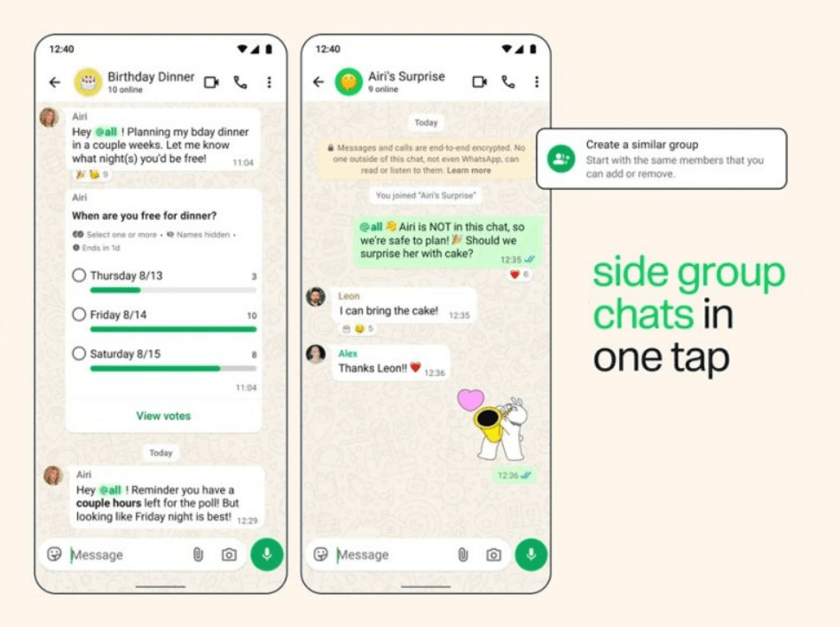 WhatsApp gruplarına @all etiketi ve gelişmiş anketler geliyor