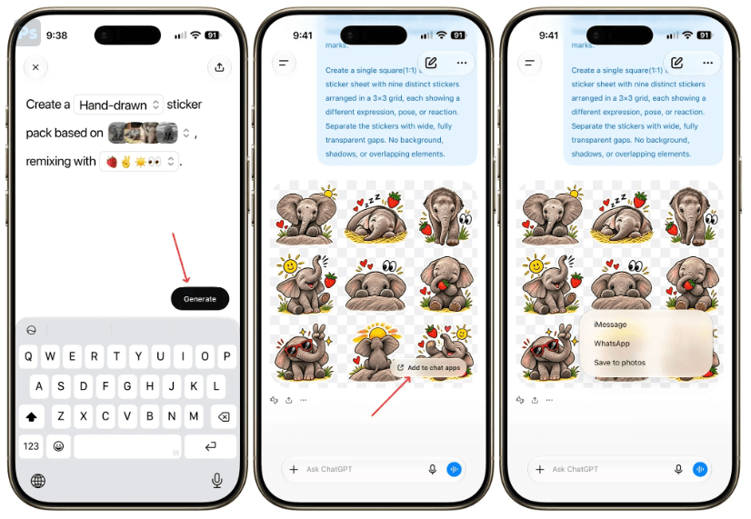 ChatGPT, fotoğrafları iMessage ve WhatsApp için özel çıkartmalara dönüştürüyor
