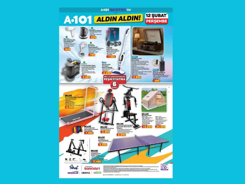 A101 marketler koşu bandı ağırlık çalışma istasyonu kamp çadırı ve kayak gözlüğü satacak