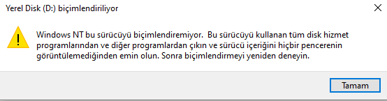 Windows NT Bu Sürücüyü Biçimlendiremiyor Hatası ve Çözümleri 2024