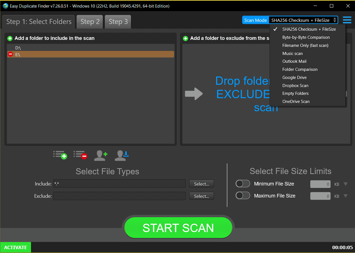 Easy Duplicate Finder uygulama arayüzü