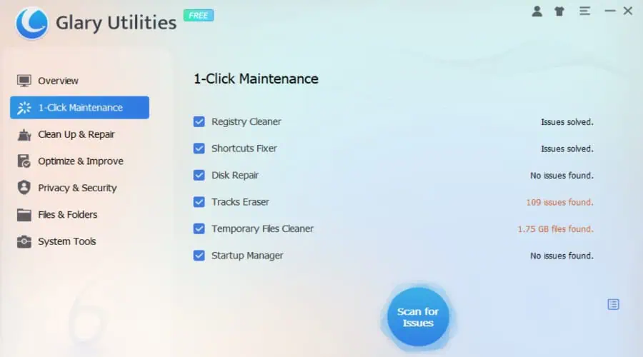 Glary Utilities ücretsiz Windows optimizasyon yazılımı