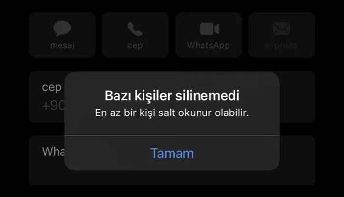 En Az Bir Kişi Salt Okunur Olabilir Hatası